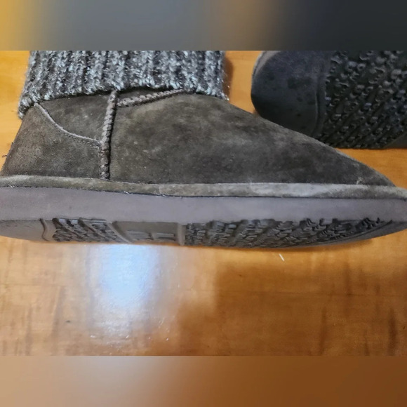 Lamo Brown Suede Sweater Cuff Boot Faux Fur Size 7 - Picture 8 of 10